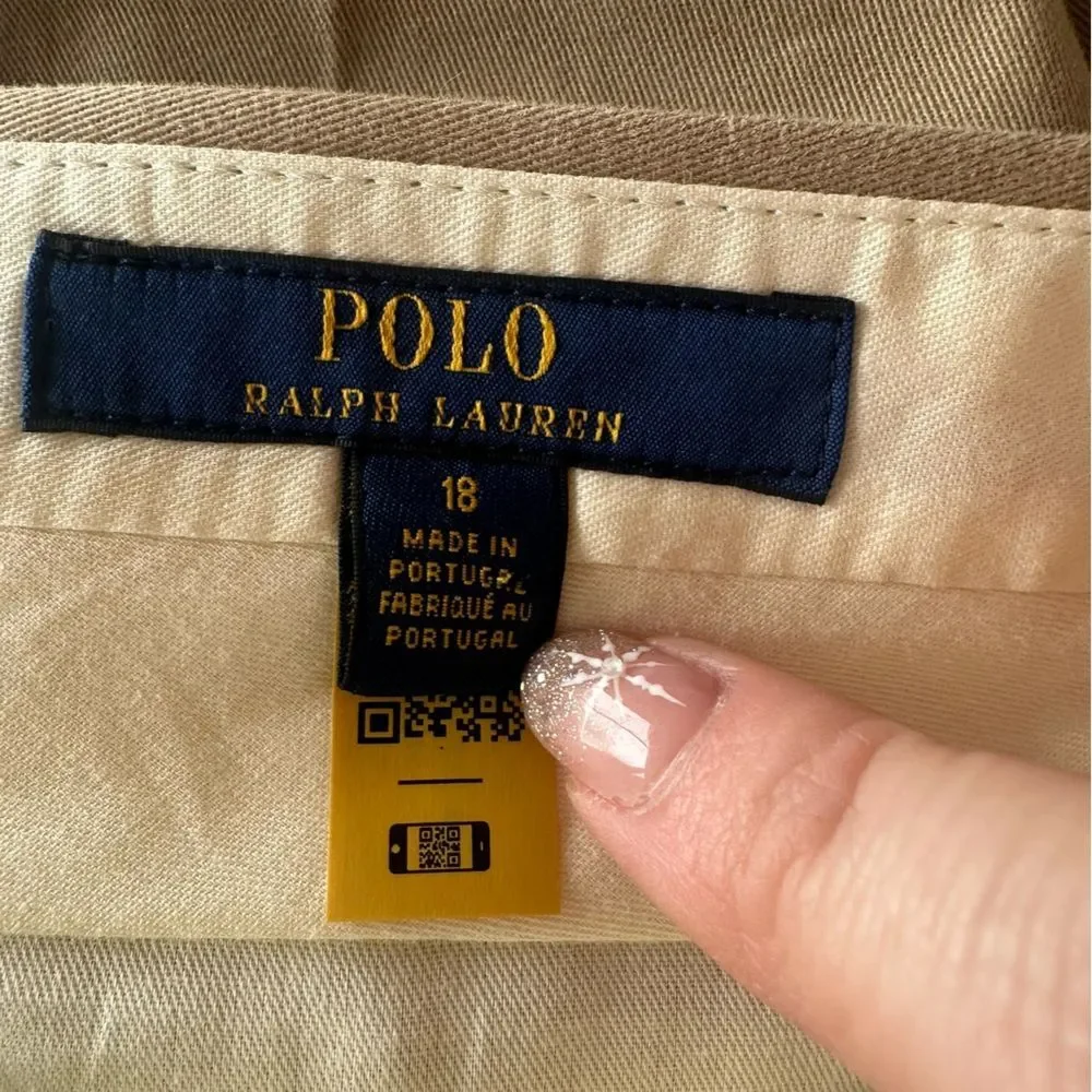 Polo Ralph Lauren Khaki Pants Boys 18 Tall 30 x 34 Tan Uniform Long Chino